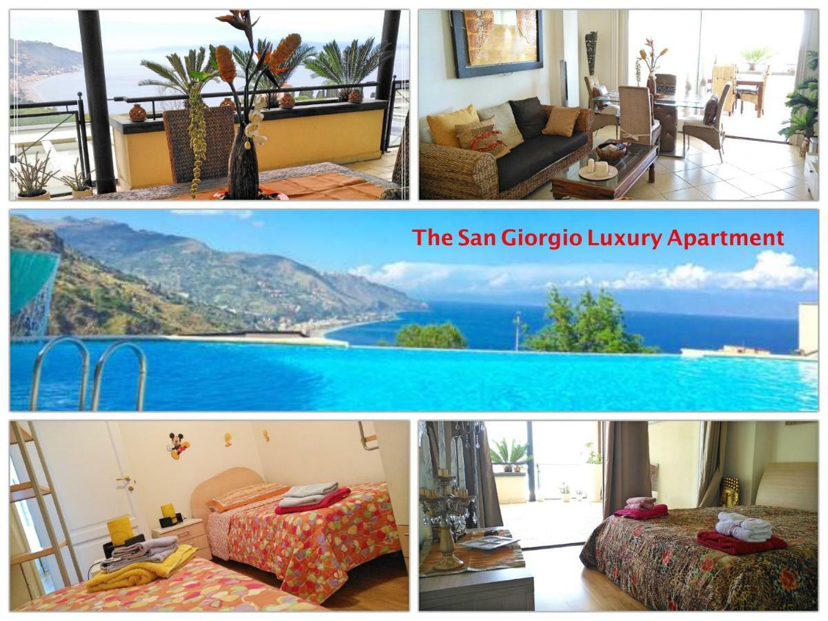 San Giorgio Luxury Apartment Taormina-Panoramic Pool & Parking Space Exteriér fotografie
